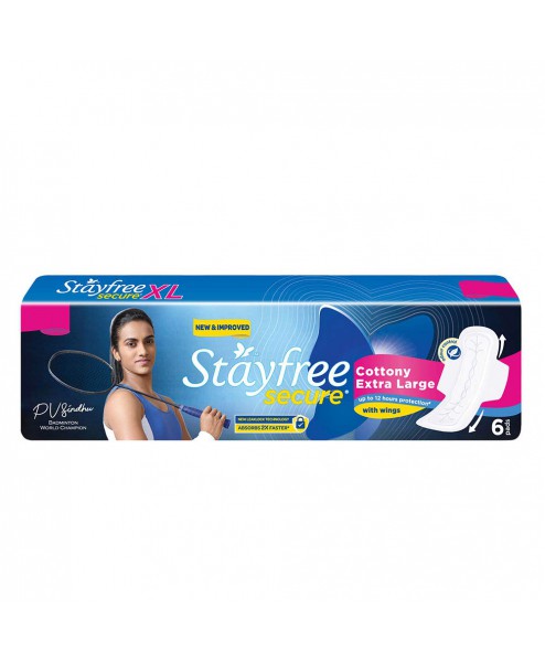 Stayfree Secure Dry Cover with Wings - 6 pads (Extra Large)